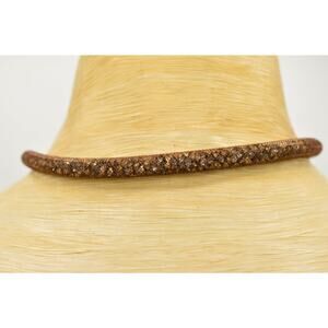 Swarovski Stardust Crystals Double Bracelet Choker Necklace Mesh Brown Chic Bin1